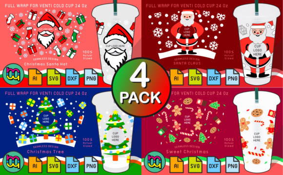 A Designer's Take on Christmas Cold Cup Graphics for Print Templates