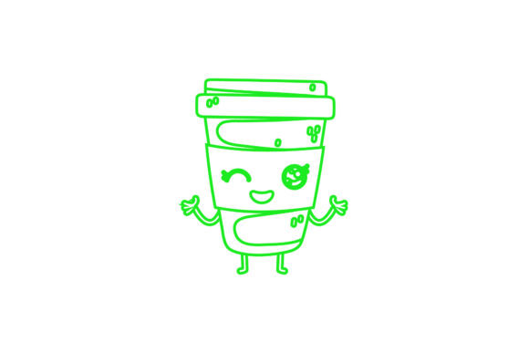 A Kawaii Coffee Cup Graphic for Crafting and Icons