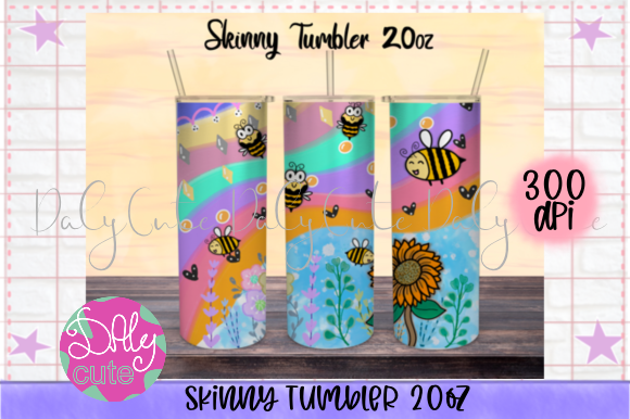 Bee Tumbler 20oz Skinny Wraps, Spring Graphics