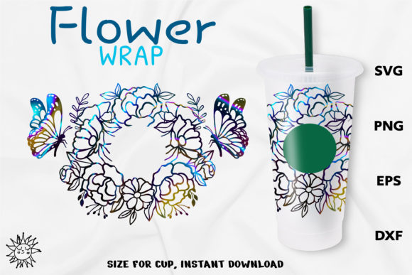 Butterfly Floral Venti Cup Wrap: Graphics & Crafts