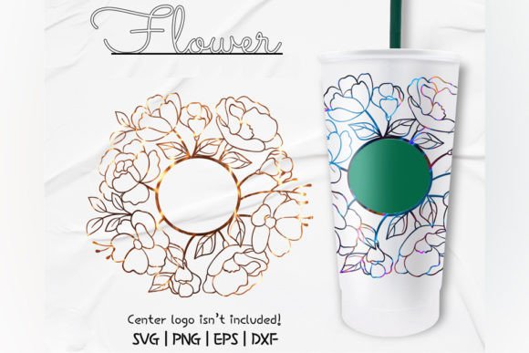 Cute Floral Cold Cup Graphics for Crafts and Client Projects