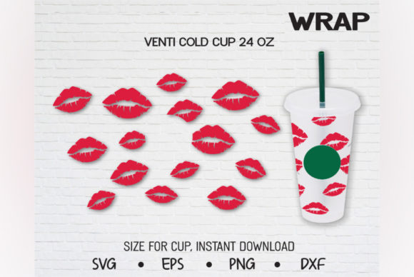 Lip Pattern Graphics for Crafting Venti Cold Cups