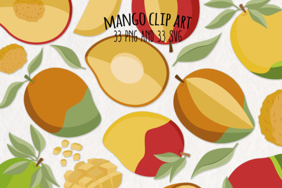 Mango SVG Clipart Set of 33: Graphics & Illustrations