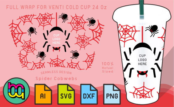 Red Spider Cobwebs Graphics for Print Templates & Tumbler Wraps