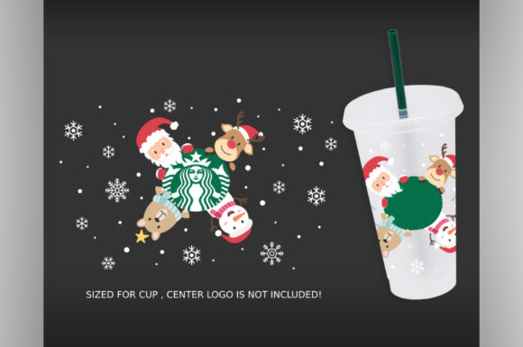 Santa Claus Venti Cold Cup Graphics for Holiday Crafts