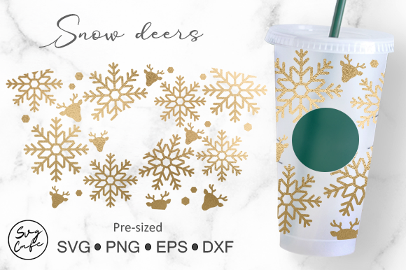 Seasonal Snow Deer Graphics for Crafts and Tumbler Designs