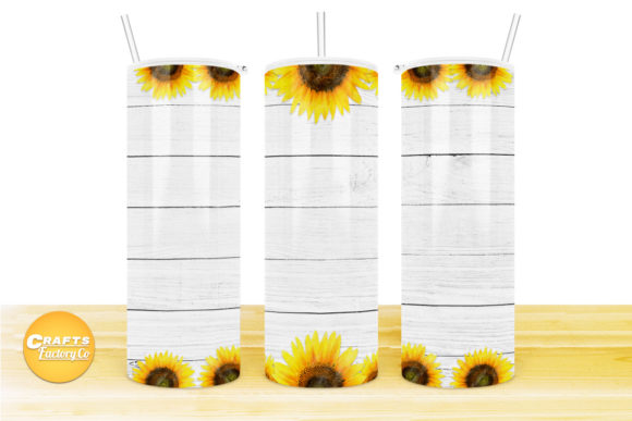 Sunflower White Wood Tumbler Design for Crafts & Graphics