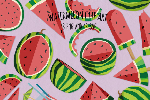 Watermelon SVG Clipart Set of 18 Graphics & Illustrations