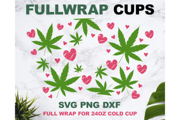 Weed Heart 24oz Cup Graphics for Print Templates